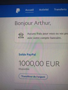 Compte Paypal avec solde de 1000€